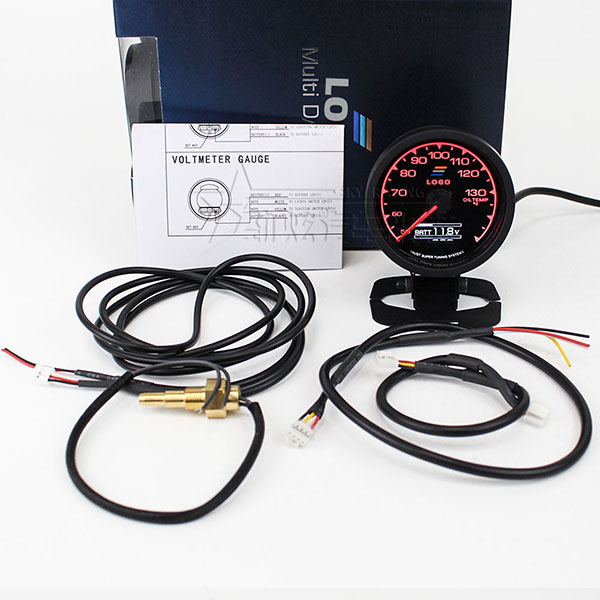 GReddi Gauge Water Temp 7 Light Colors LCD Display Voltage Meter Racing Gauge With Sensor Car Access