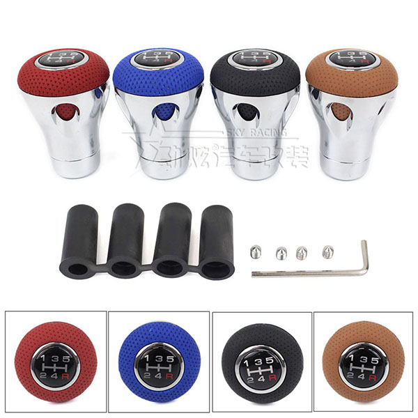 Car Shift Gear Knob Leather Boot with 5 Speed Gaiter Universal Base Manual Stick Shifter