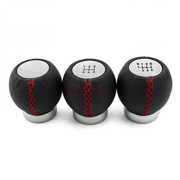 New arrival car manual 5/6 spend gear shift knob shift handle black leather red line
