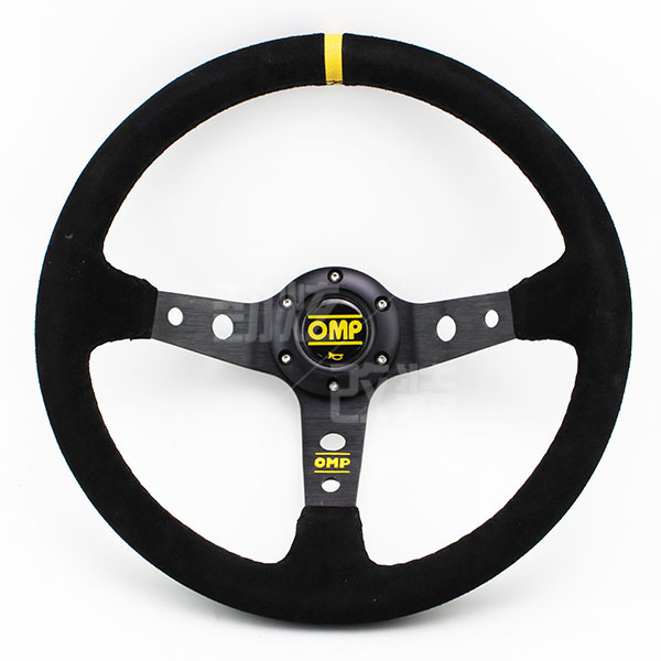 汽车改装通用 OMP黄条黑线方向盘 麂皮铝合金黑架 赛车方向盘